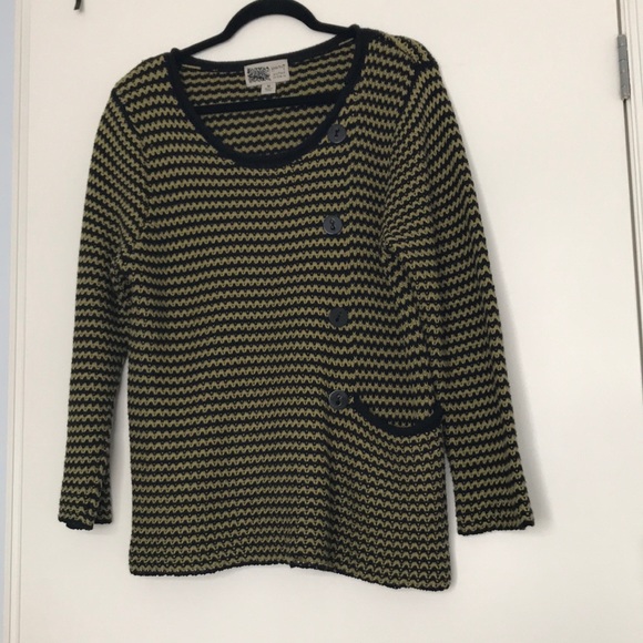 Olive green and black striped cotton Habitat sweater - Picture 1 of 12